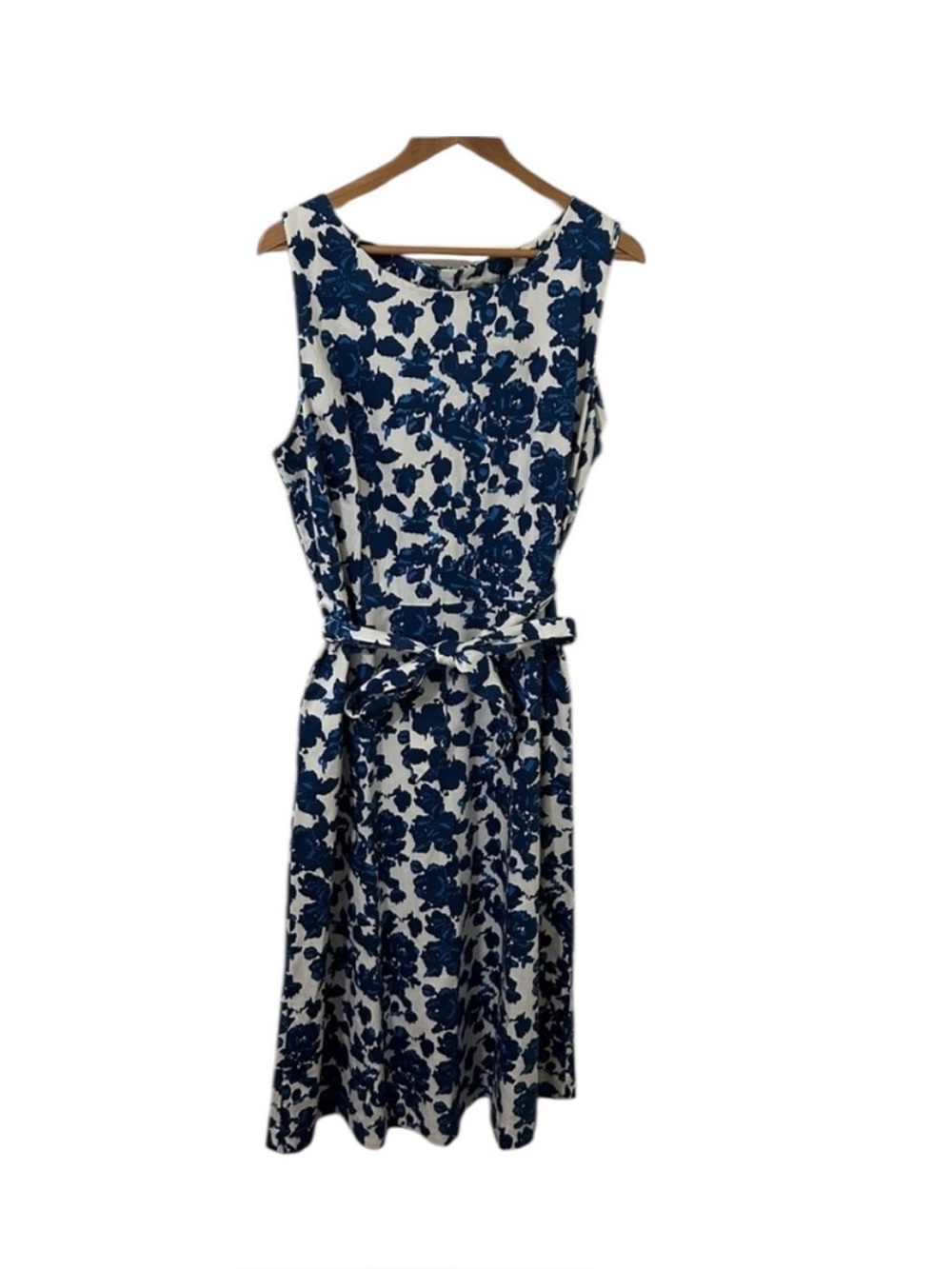 Long Tall Sally Blue & White Floral Belted Midi Dress – Size 16 XL